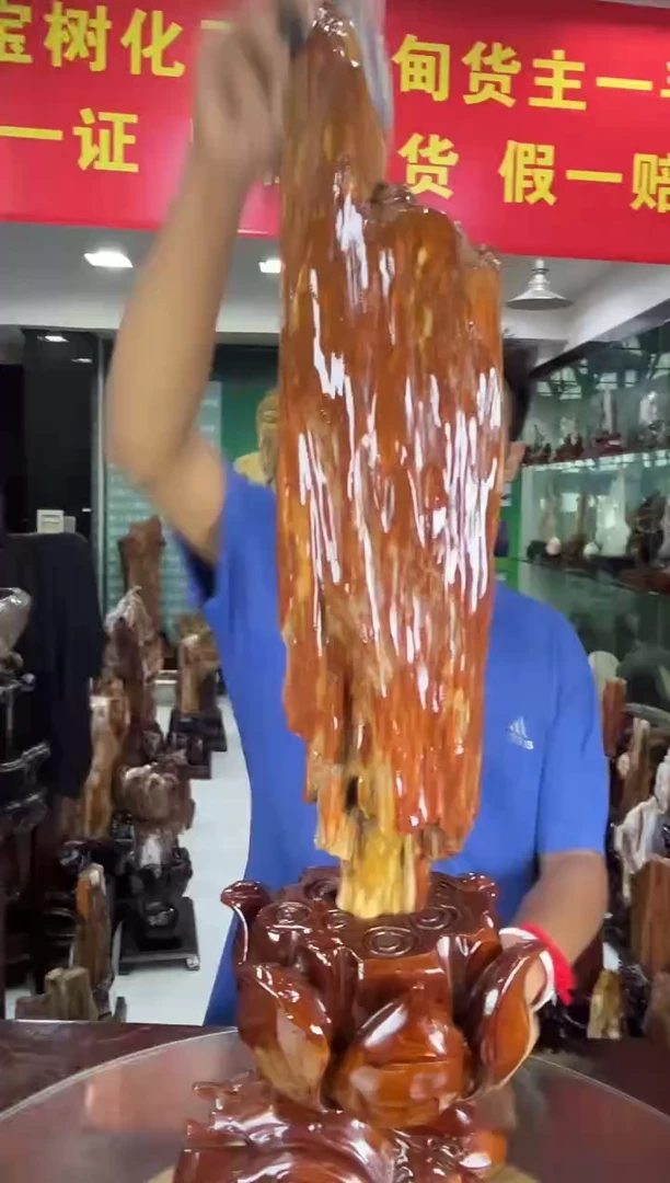 缅甸天然树化玉摆件
