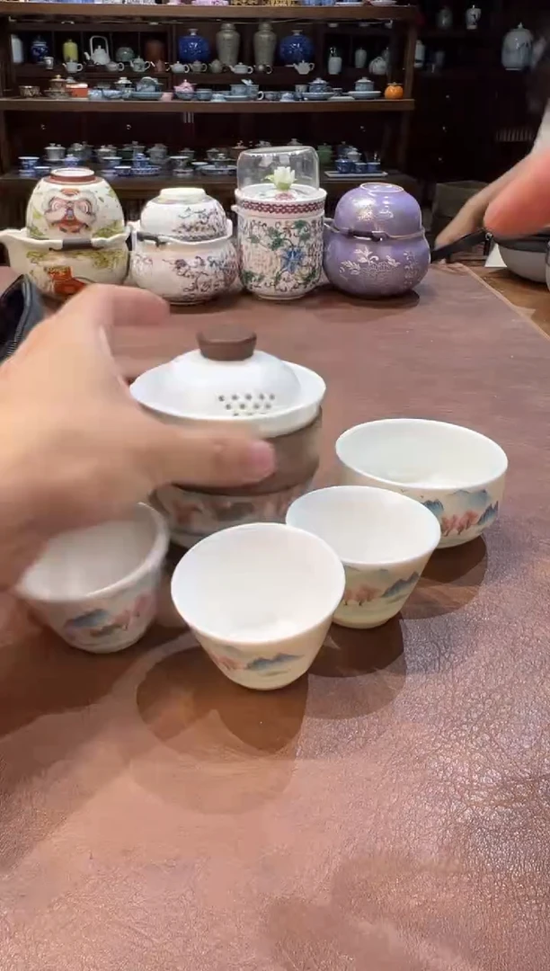 真的很便宜超好看会开片的旅行茶具
