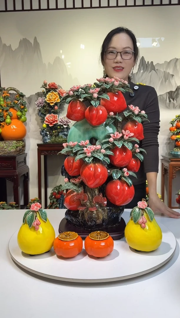 陶瓷有**生寿桃高度60cm 石湾陶
