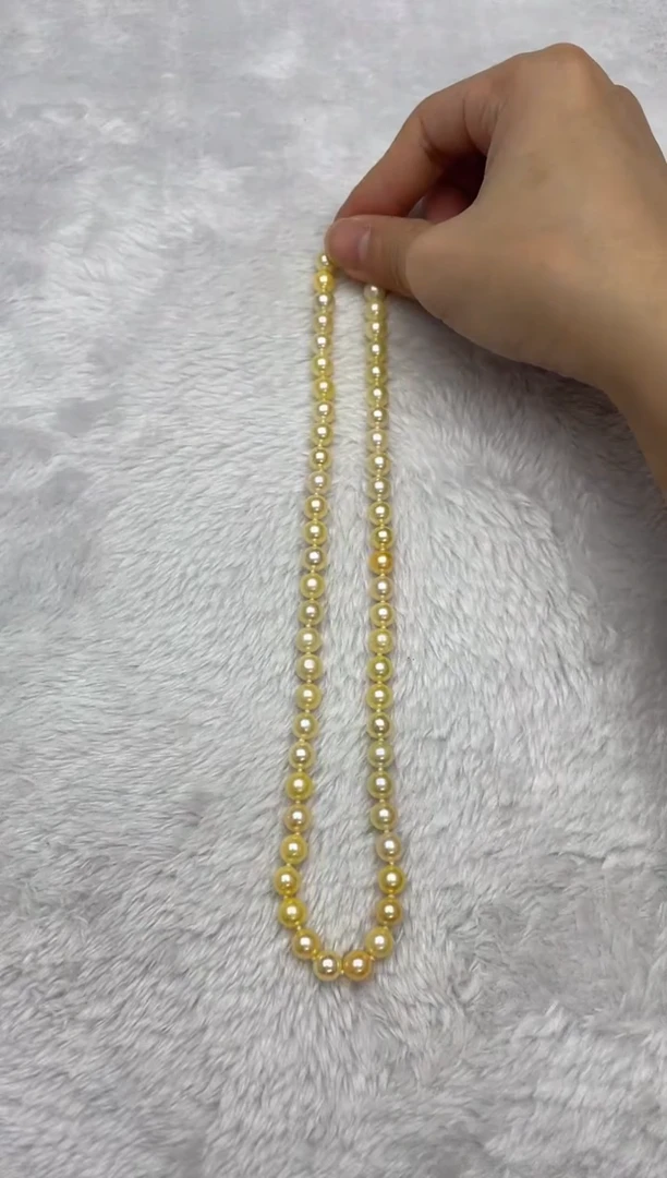 项链银S925镶嵌海水珍珠AK羽皇金7-7.5mm