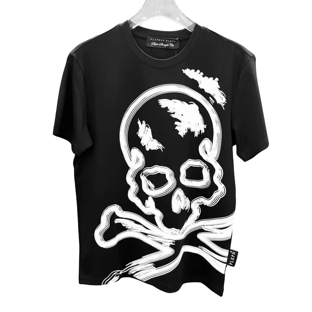 【PP定制】2025春夏定制骷髅款高端男士休闲百搭圆领透气T恤1693