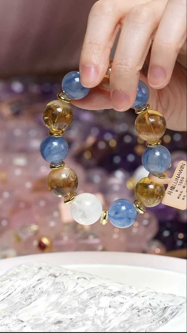 未镶嵌蓝晶石手串蓝晶石威士忌黄水晶手串·YY0025OC873L043