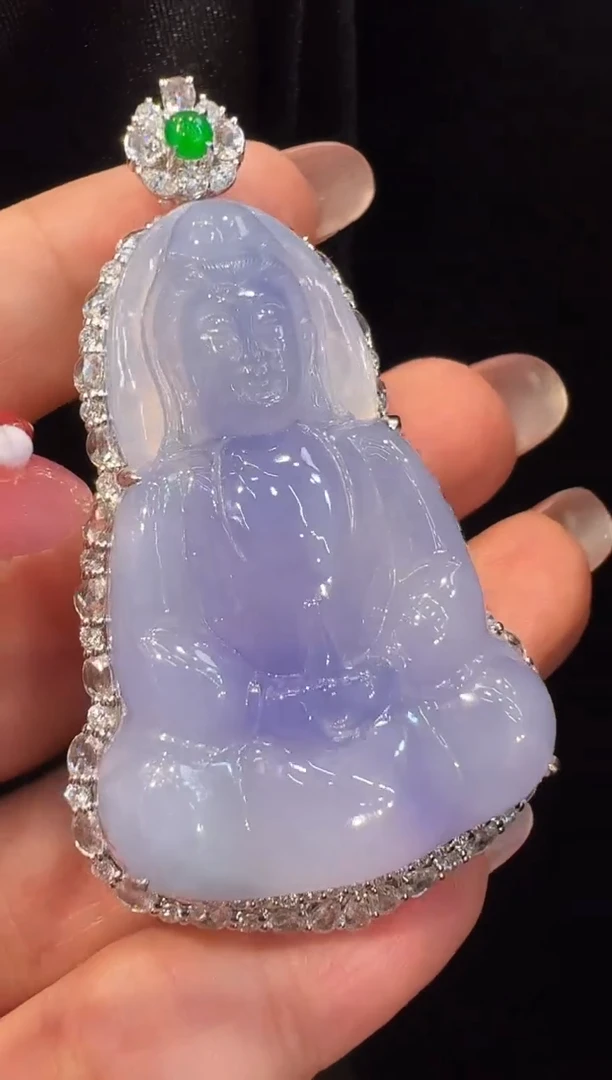 吊坠(不含链)18K金镶嵌翡翠吊坠