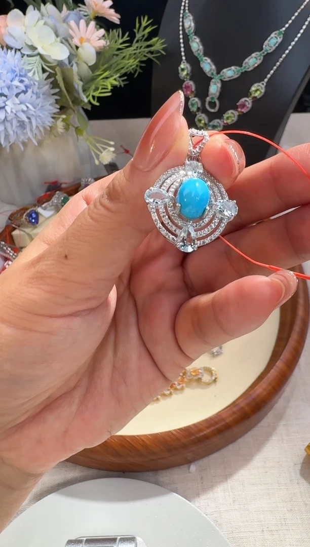 【闪购商品】绿松石吊坠银S925镶嵌吊坠