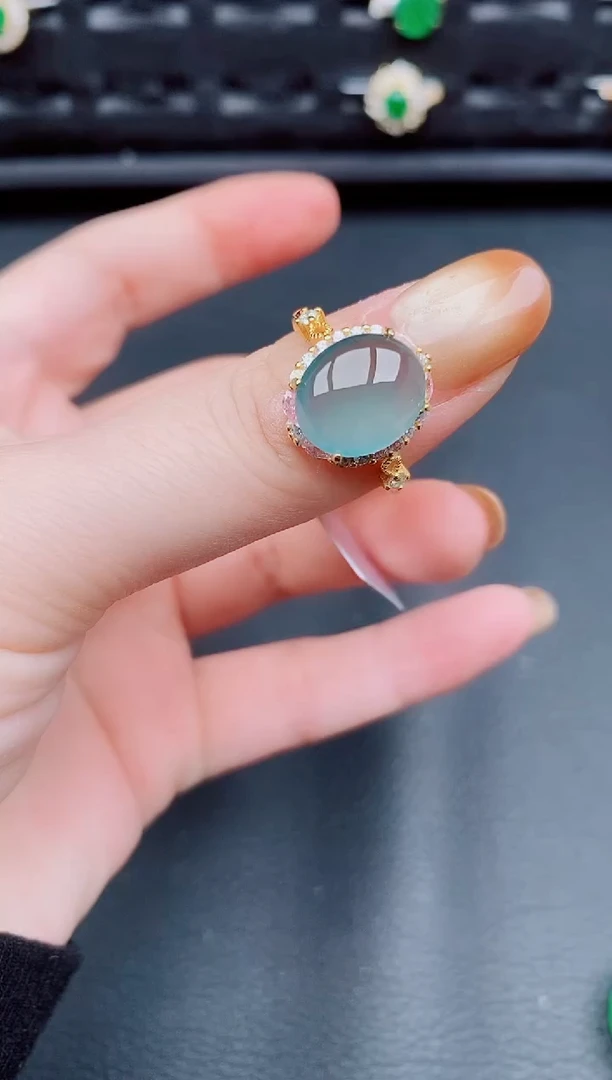 【闪购商品】翡翠戒指银S925镶嵌天然a货翡翠307