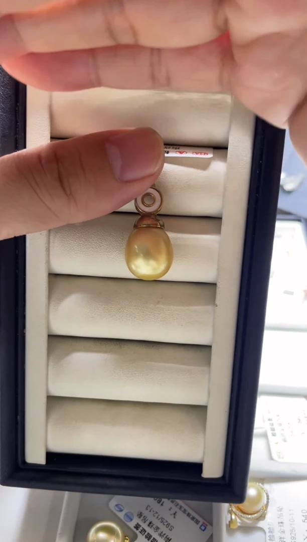 银S925镶嵌海水珍珠颈饰南洋金珠吊坠