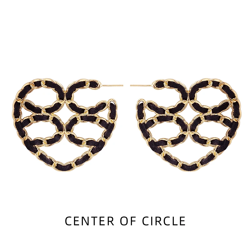 铜合金皮质耳饰 COC圆心-铜合金手工编织-麂皮编织爱心logo耳钉
