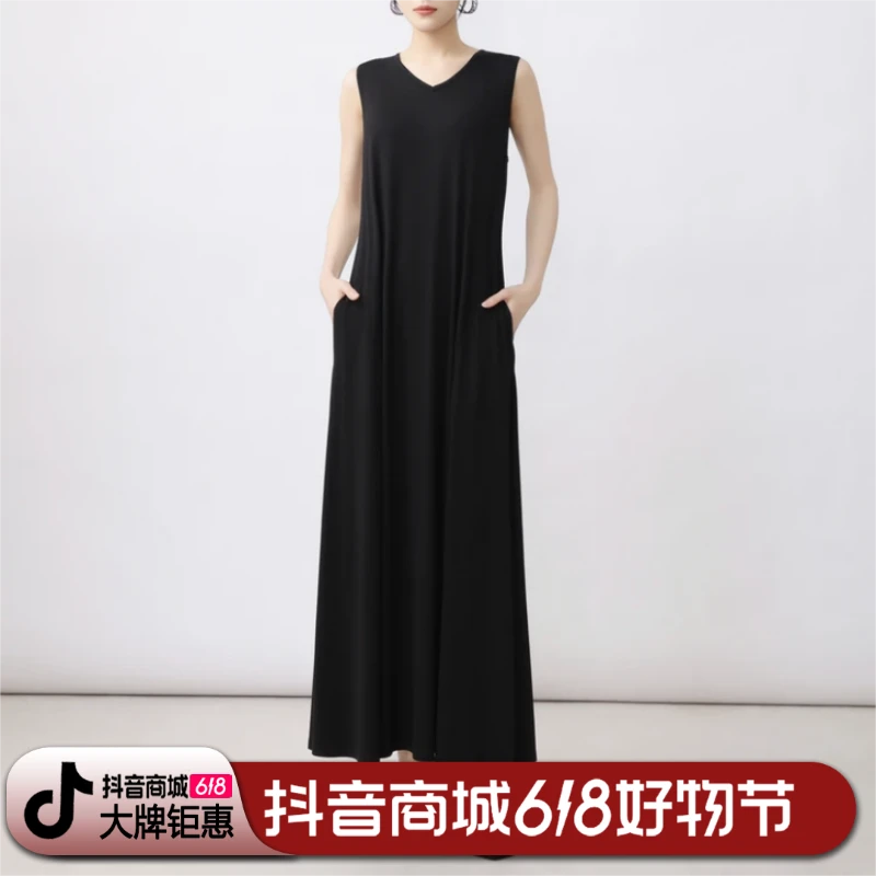 GIRDEAR/哥弟新款品质女装专柜正品黑色长款无袖连衣裙女1500550