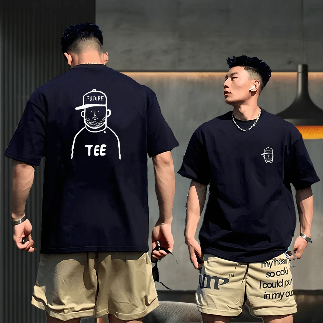 高端美式夏季设计款痞帅印花男短袖帅气T恤潮流百搭圆领短袖上衣