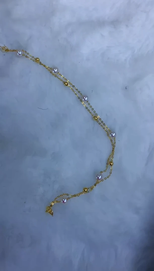 18K金镶嵌海水珍珠饰品双层满天星手链