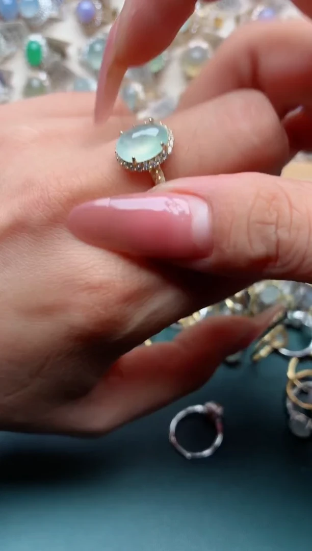 银S925镶嵌戒指翡翠.