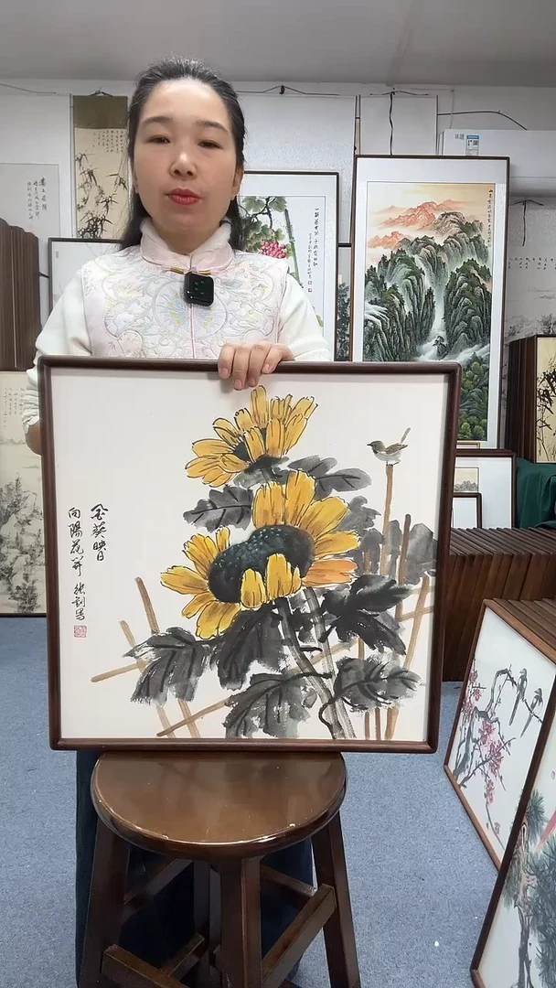国画尺寸52*52实木画框京东包邮手绘