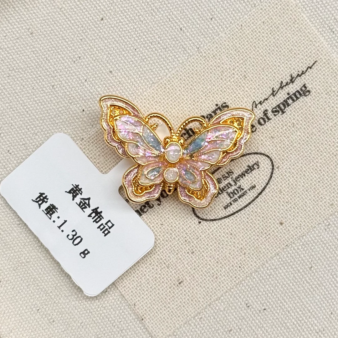 足金999珐琅彩花蝶配件 f0059