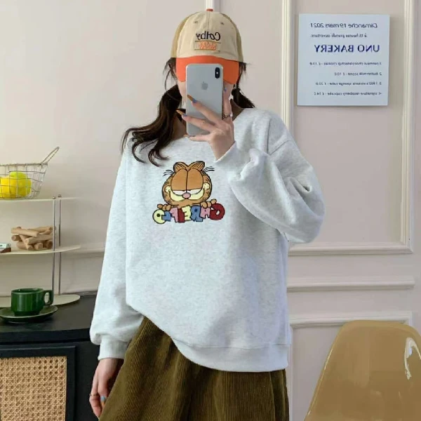 7102 春款POLO领 大猫 重工刺绣 衬衣领假两件卫衣