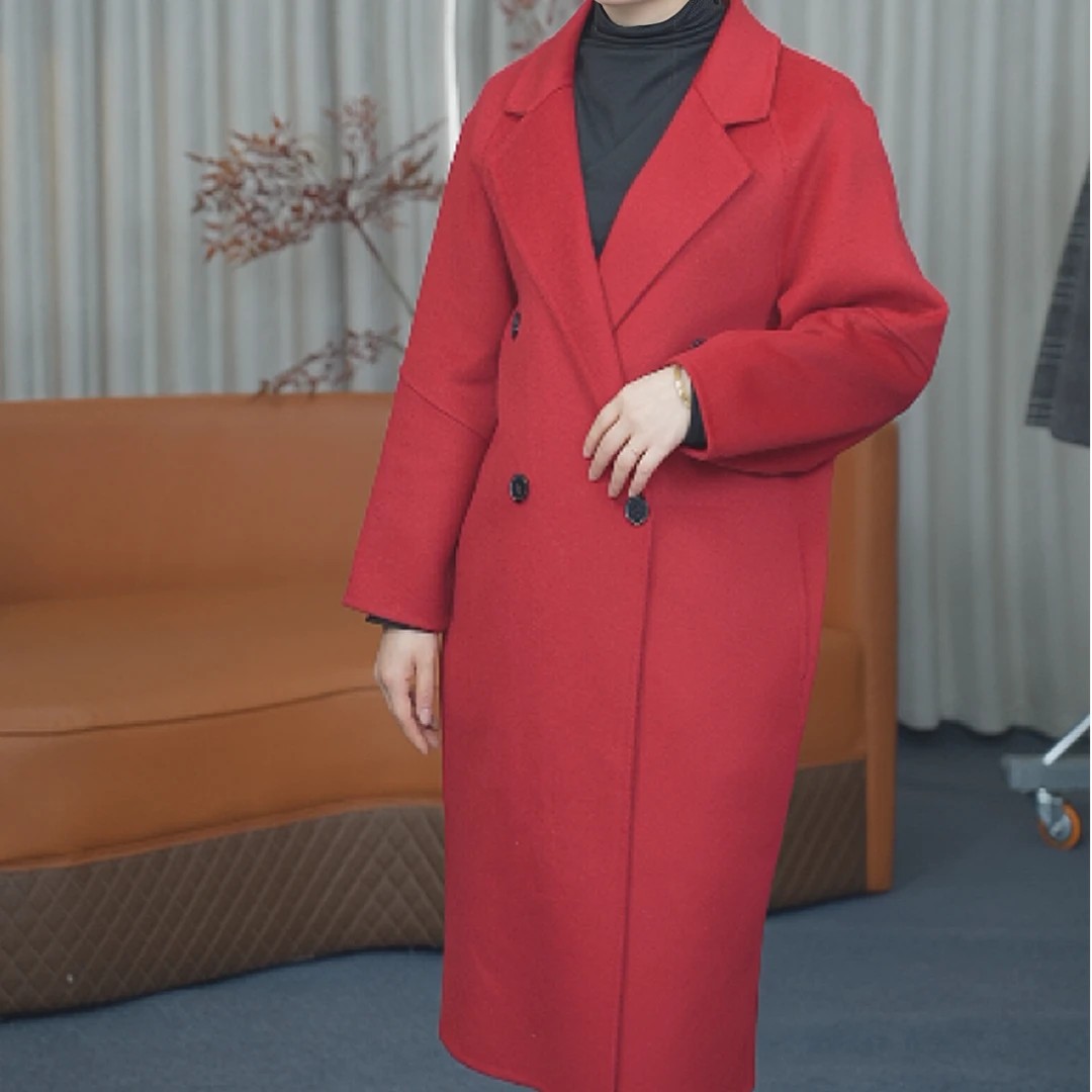 双面洋气小香风修身毛呢双面妮子大衣女中长款秋冬新款外套G8502