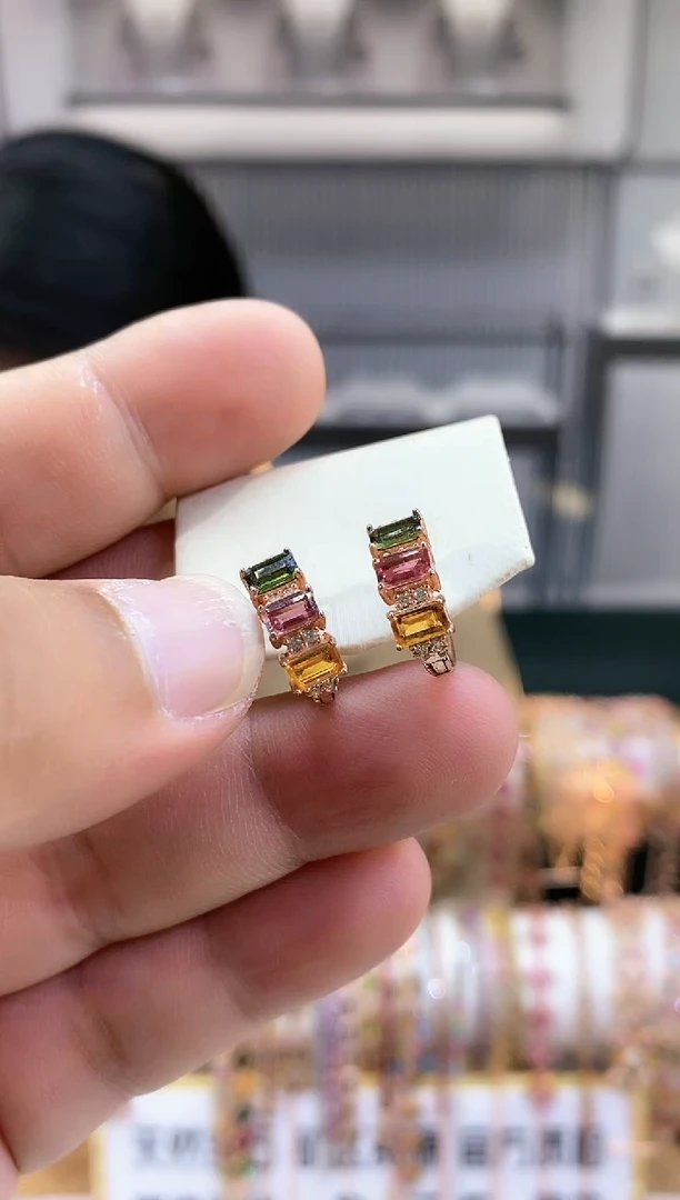 银S925镶嵌耳扣碧玺354354354354354