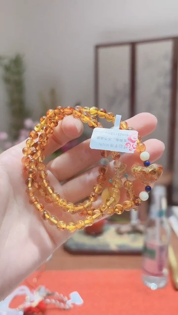 裸石琥珀未镶嵌花珀手串MNN1126-5