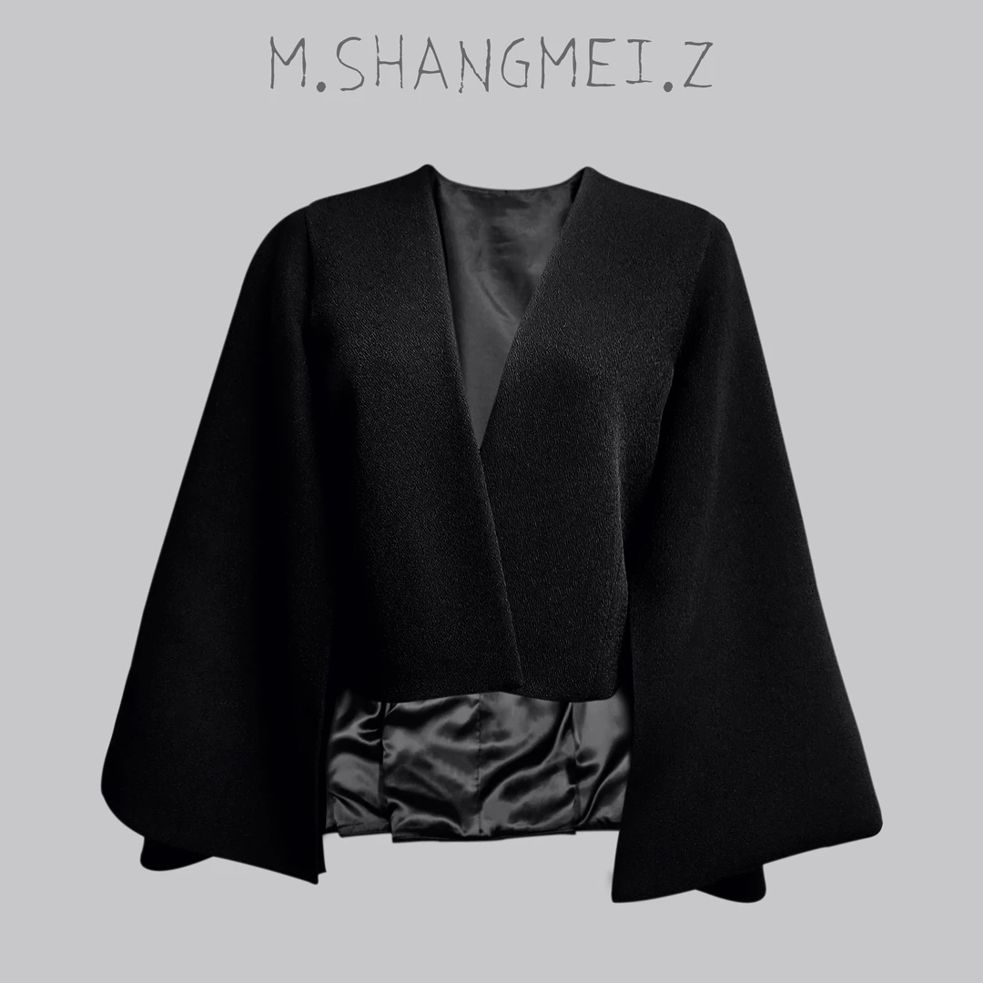 M.SHANGMEI.Z/沐熙美大哥复古黑色设计师斗篷高街外套x0060