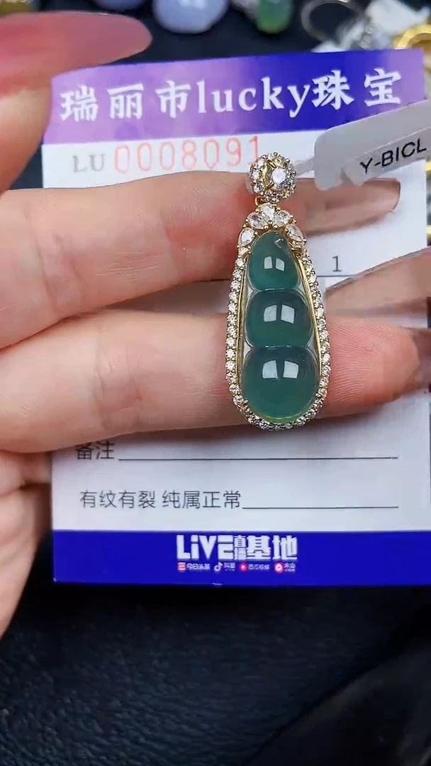 颈饰银S925镶嵌翡翠8091