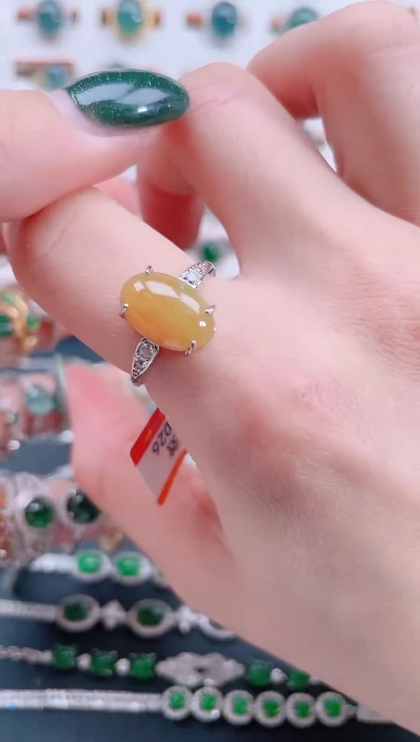 银S925镶嵌戒指翡翠天然翡翠