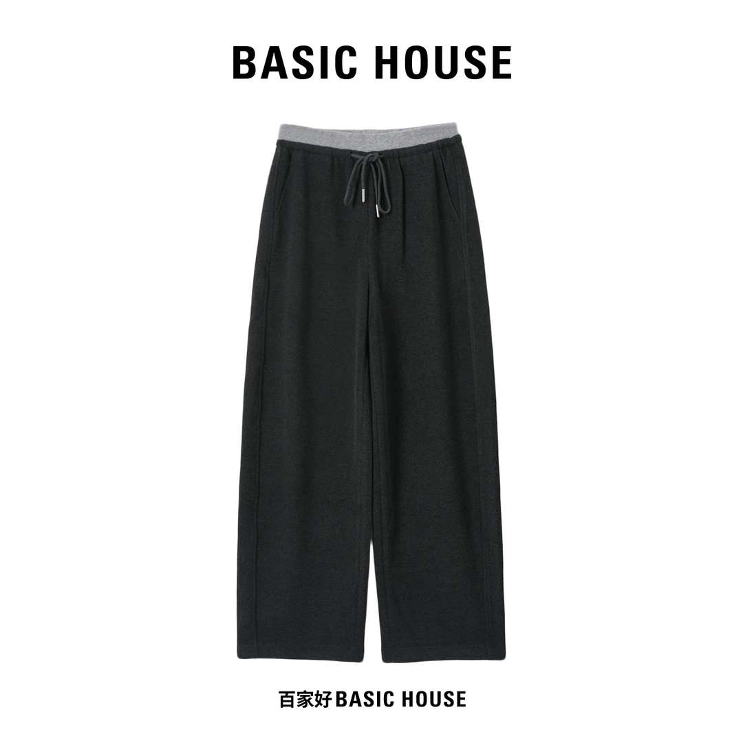 Basic House/百家好2025慵懒风抽绳秋冬百搭简约休闲裤S742 XX