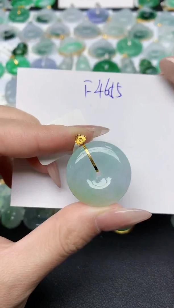 颈饰18K金镶嵌翡翠天然缅甸A货翡翠百元以上9元证书费自理