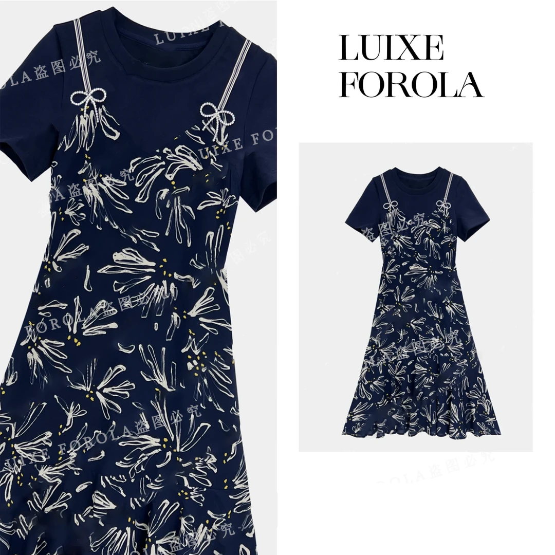 【86】FOROLA【天青谷雨】轻奢时尚设计感收腰显瘦百搭连衣裙NZ25197