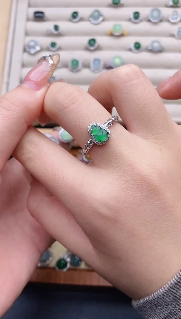 银S925镶嵌戒指翡翠0