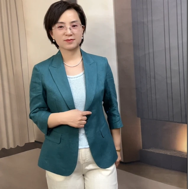【易祥私人定制】100%纯亚麻高级定制七分袖西装外套女