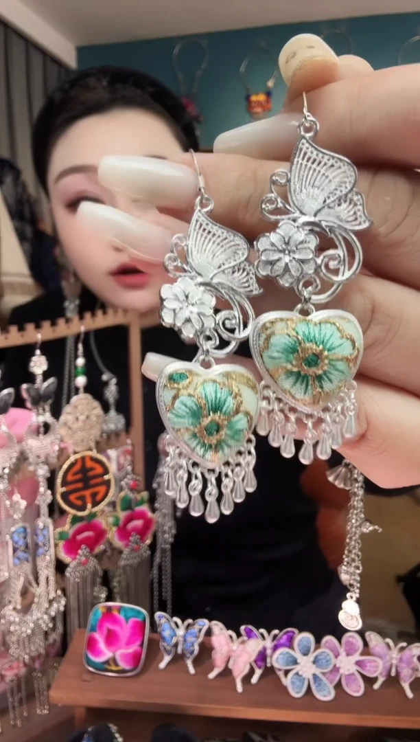 刺绣纯手工民族风刺绣耳环