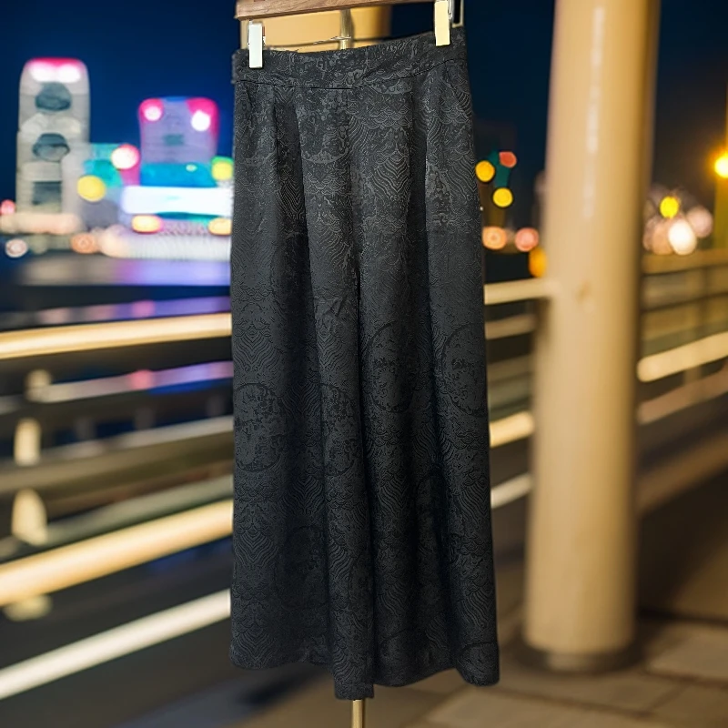 【江崖海浪】新中式女士高直筒裤老钱风提花长款春夏秋休闲