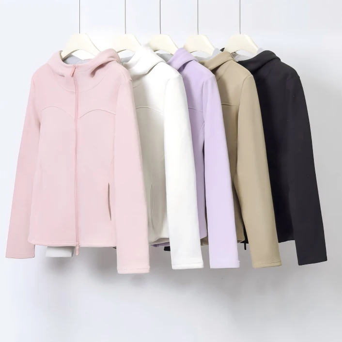 B 门店49&9！小蛮腰外套」含羊绒蚕丝蛋白身连帽修上衣女 C23195