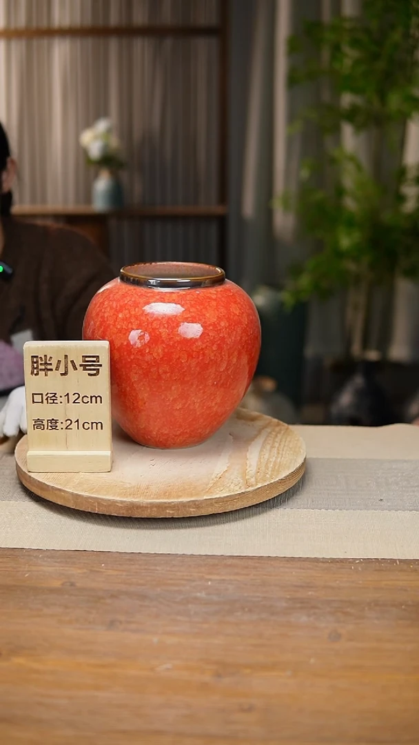 【闪购商品】陶瓷花器胖小号红金雨