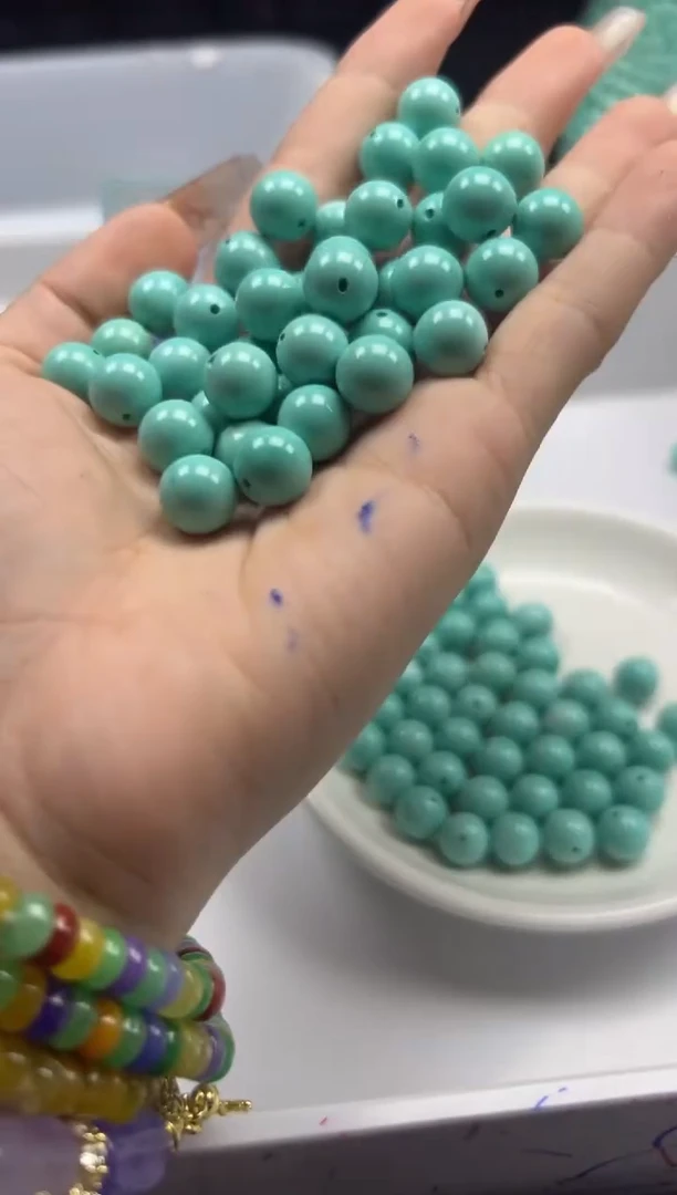 手饰玛瑙未镶嵌W404高瓷绿*松10mm*5颗