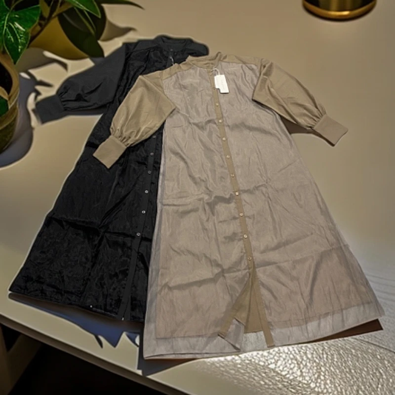 复古气质立领蝙蝠袖腰带连衣裙优雅设计背带连衣裙杂款连衣裙