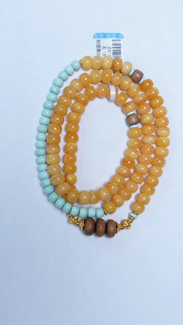 手链琥珀未镶嵌花蜡老型绿松多圈5-6mm