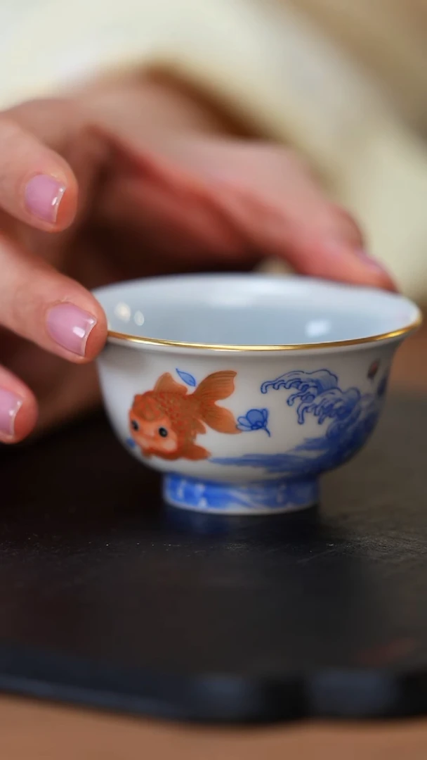陶瓷碗念物海上繁花兰寿图陶瓷单杯一个