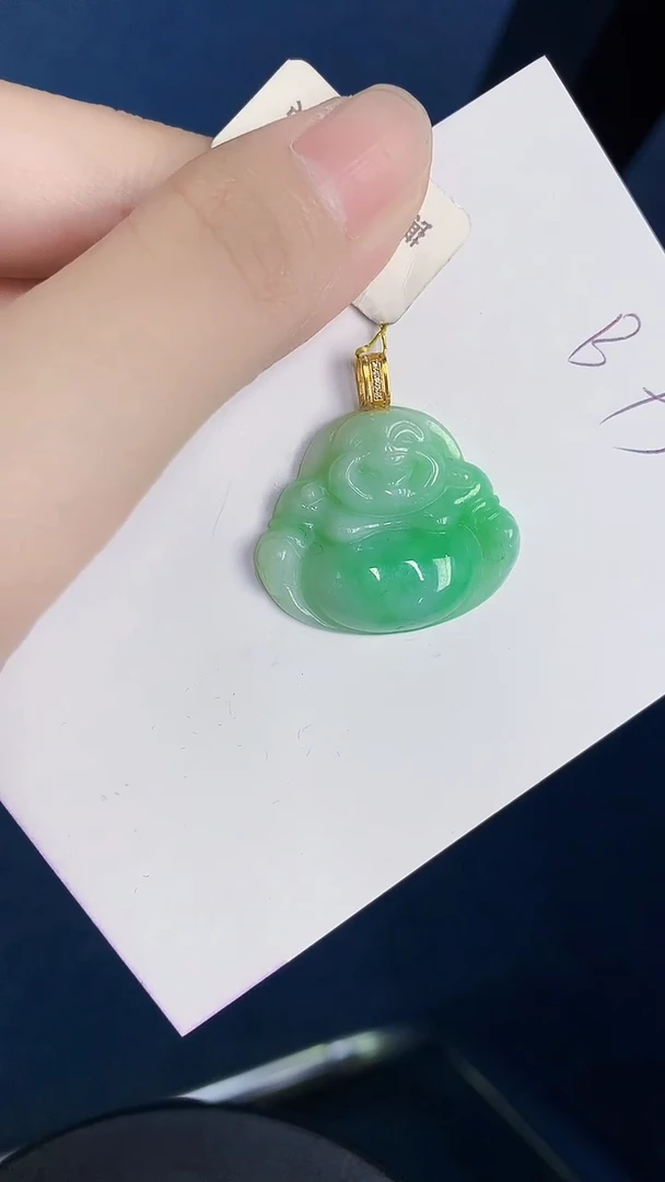 颈饰18K金镶嵌翡翠天然翡翠缅甸A货