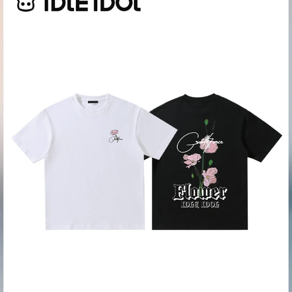 IDLE IDOL夏季新款时尚简约休闲运动宽松百搭上衣情侣款圆领短袖