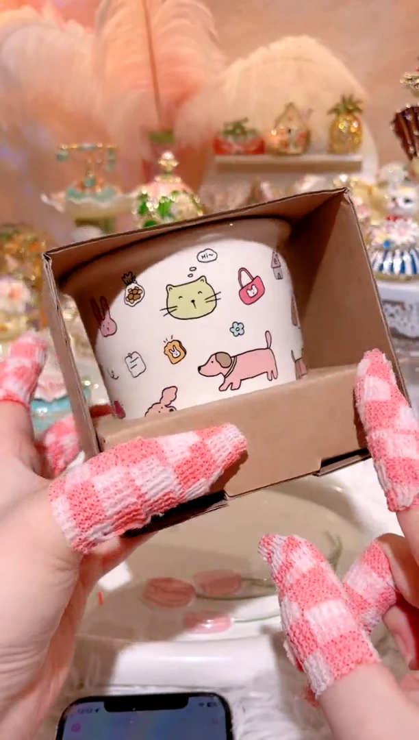 陶瓷猫猫狗狗手握杯