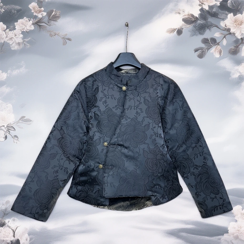 2025新款玫瑰花提花小棉服高贵时尚百搭款