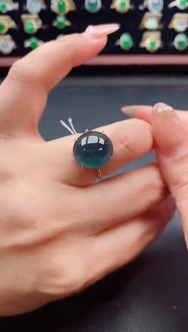 银S925镶嵌戒指翡翠1