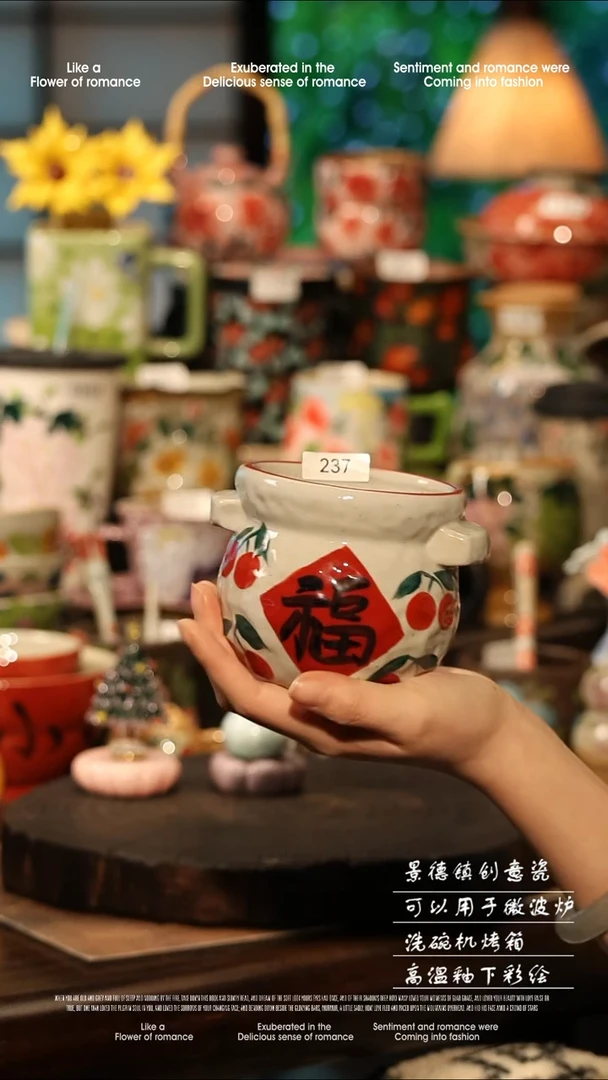 陶瓷景德镇高温釉下彩手工手绘款式