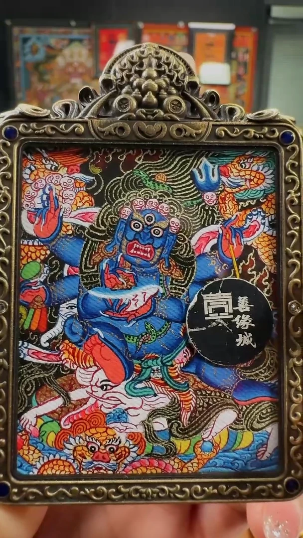 吊坠壹善缘城手绘唐卡大黑天