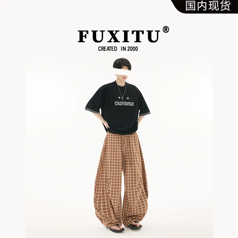 【品牌现货清仓】|奥莱精选|折扣专区|FUXITU夏季垂感情侣款弯刀裤