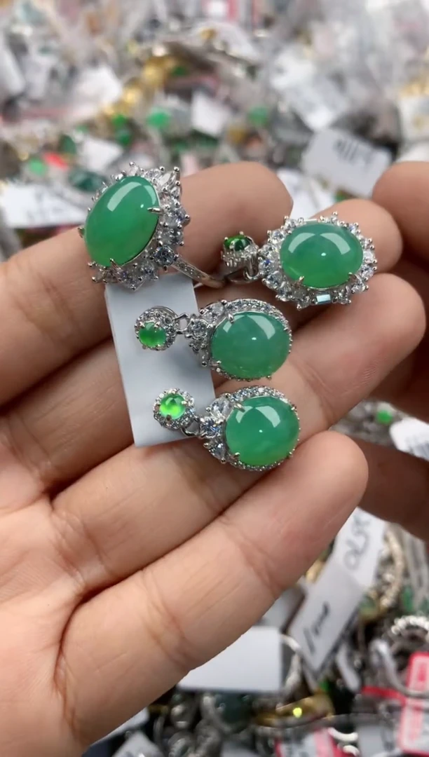 银S925镶嵌戒指翡翠3333---1