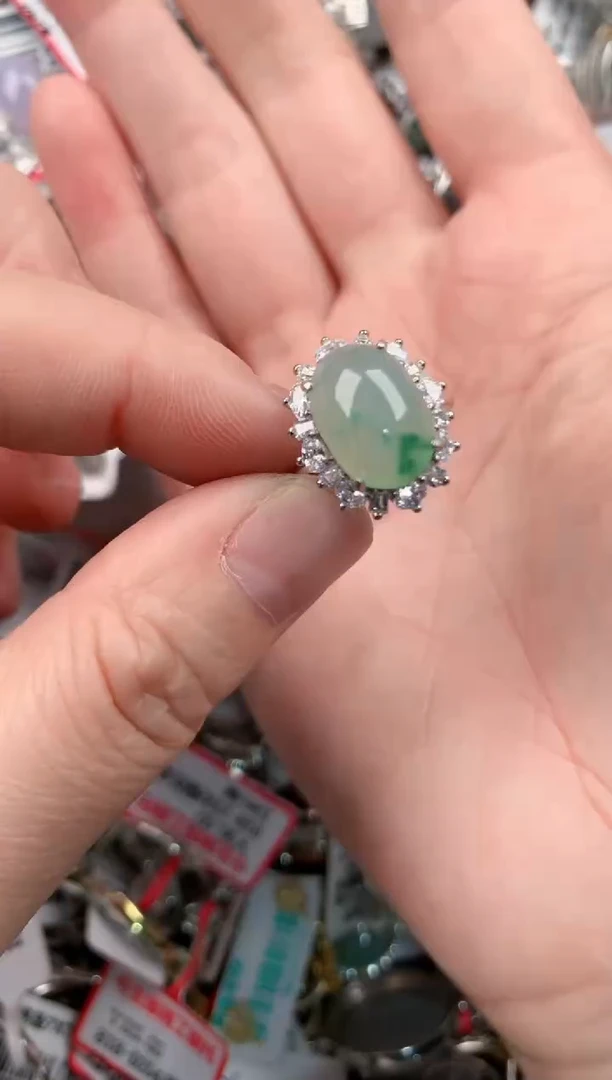 银S925镶嵌戒指翡翠222   8