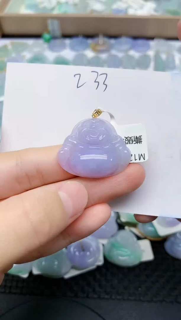 翡翠18K金镶嵌颈饰天然翡翠A货