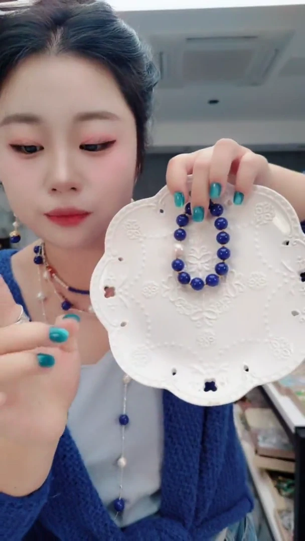 颈饰未镶嵌淡水珍珠1903单珠蓝手串