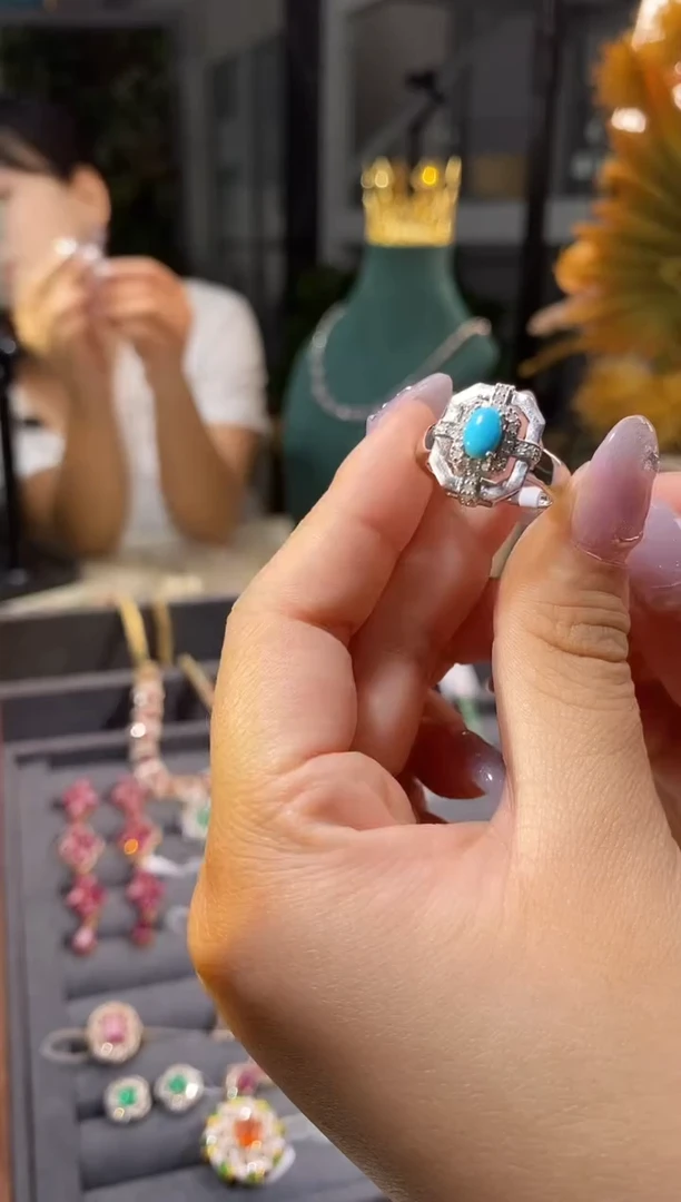 未镶嵌绿松石戒指天然绿松石戒指